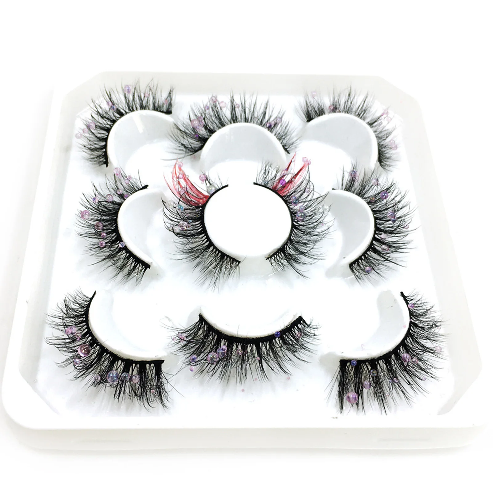 

False Eyelashes 3D Fluffy Color Glitter Eyelashes Tears Color Glitter Pearl 3D False Eyelashes Curled Exaggerated Comfortable