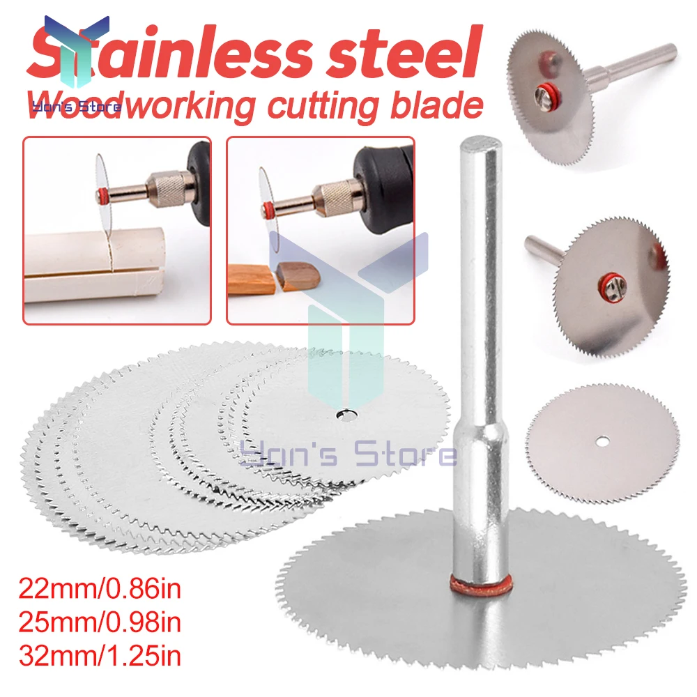 

Saw Blade 11pcs Stainless Steel Mini Saw Blades with Mandrel Wood Metal Cutting Tool Disc Circular Saw Disc Woodworking Tool