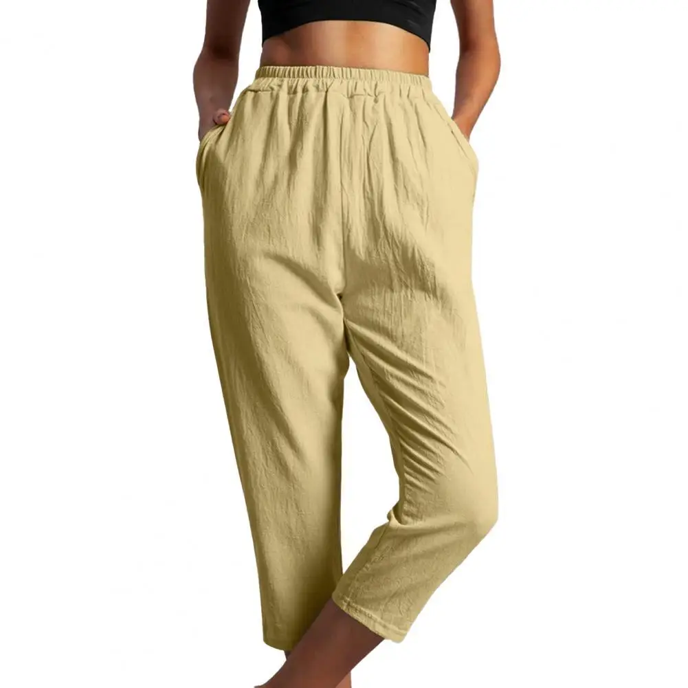 

2022 Spring Trousers Solid Color Cropped Pants Comfortable Cropped Pants