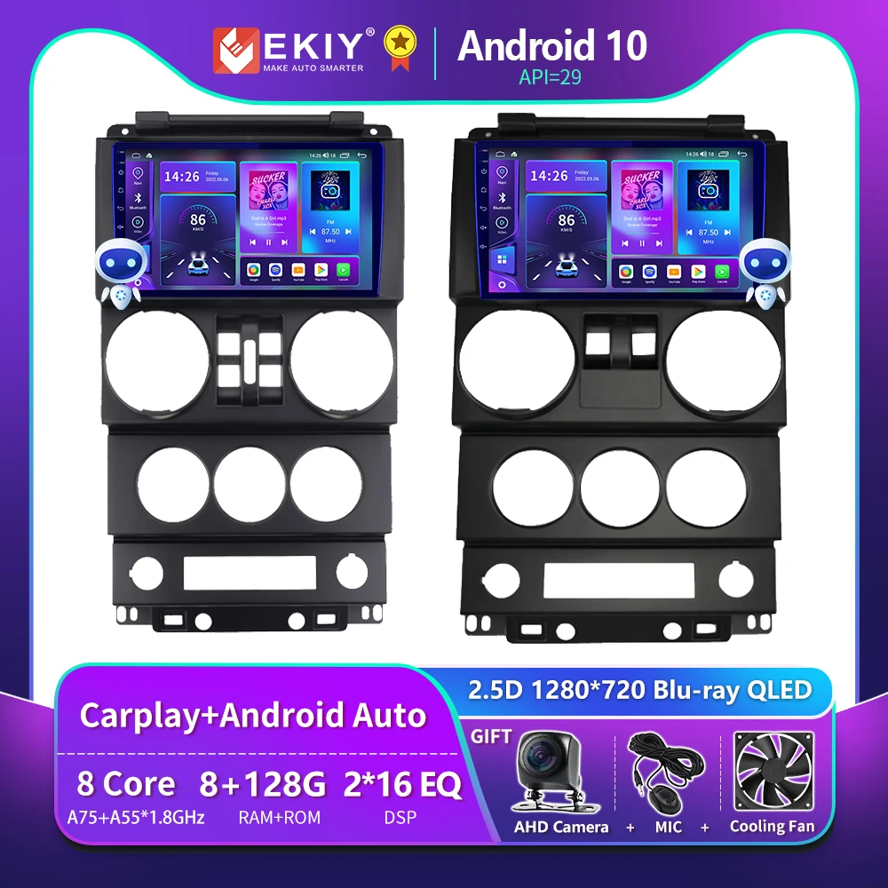 EKIY T900 8G 128G для Jeep Wrangler Rubicon 2008 2009 2010 Автомобильный радиоприемник GPS Auto Android Carplay