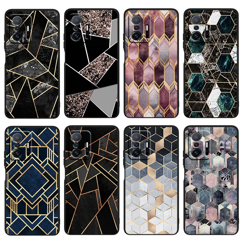 

Marble Geometric For Xiaomi Mi 12 12X 11T 11i 11 10T 10 9T 9SE 9 A3 CC9E Pro Ultra Lite Black Silicone Phone Case