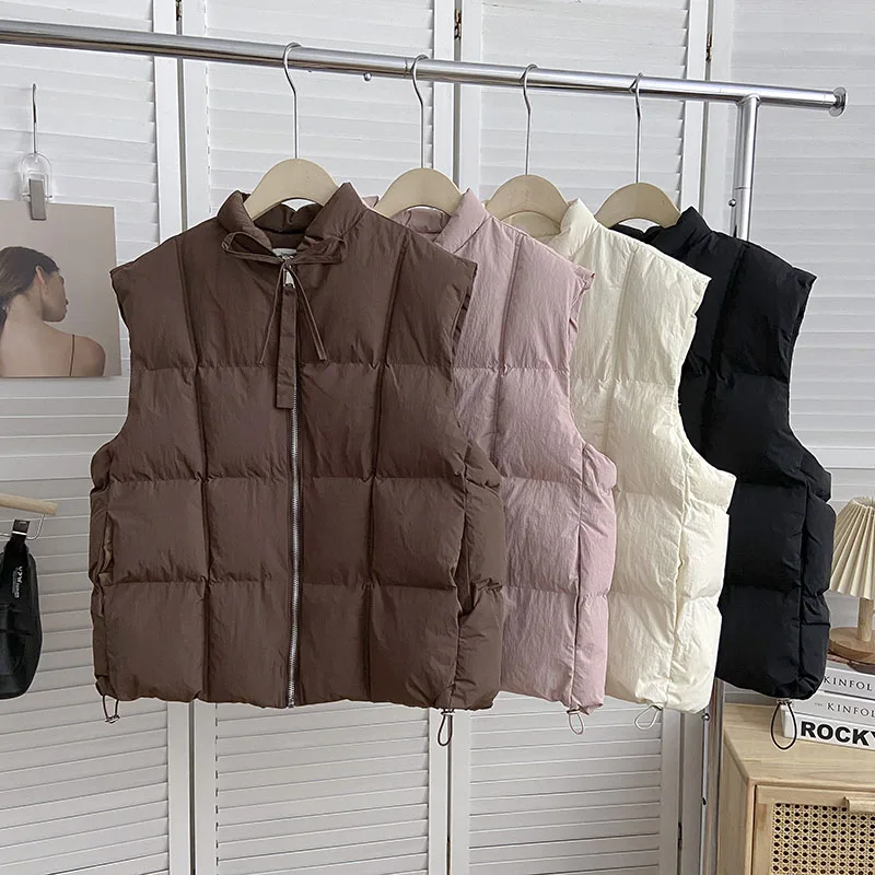 

Cotton-Padded O-Neck Vest Women Thicken Loose Waistcoat Zipper Vests Sleeveless Pockets Blazer Feminino Short Slim Dropshipping