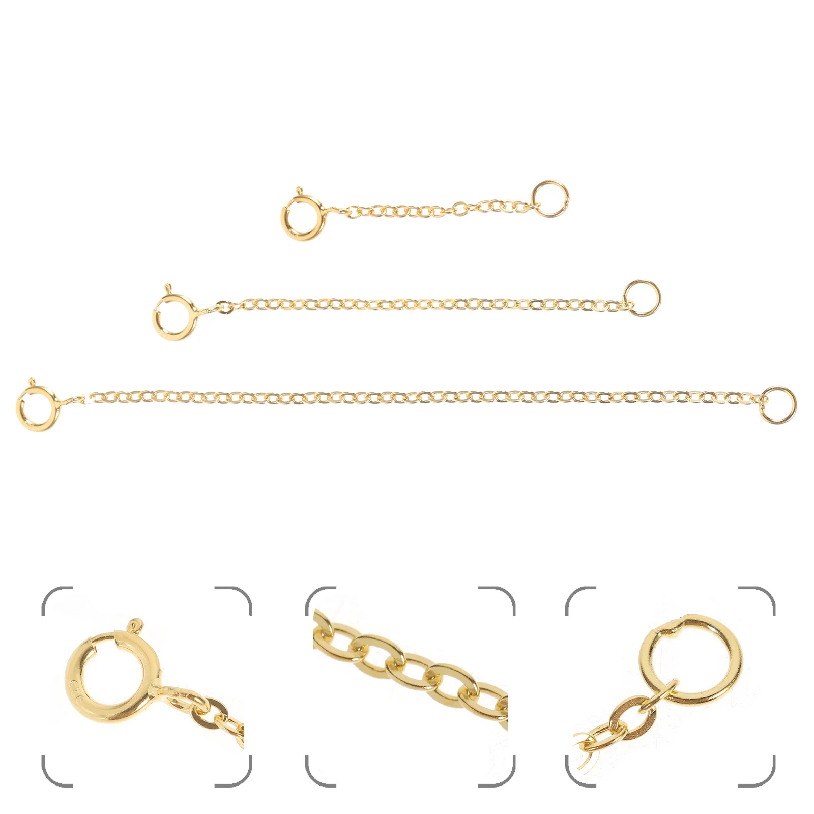 

3pcs S925 Sterling Silver Extender Chain Adjustive DIY Extended Chains Jewelry Making Accessories for Necklace Bracelet (Golden)