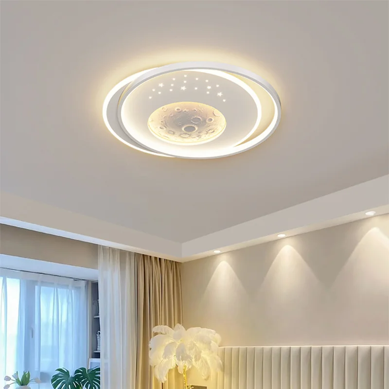 

Nordic Bedroom LED Ceiling Chandeliers Minimalist Home Personlized Moon Decor For Children's Room Balcony Aisle Living Room Lamp