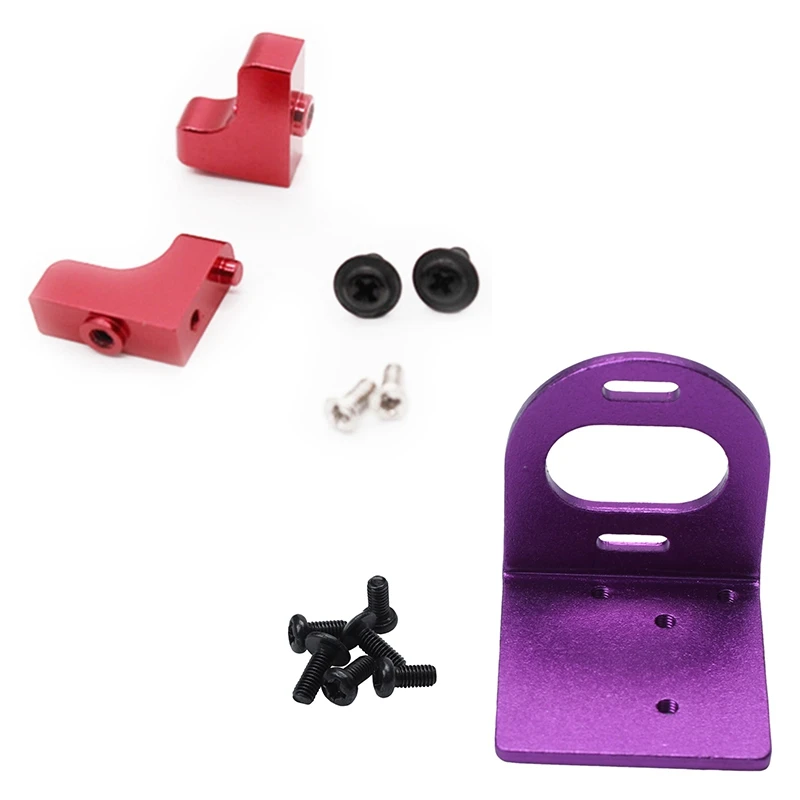 

2 Set Rc Car Parts For Wltoys: 1 Set Servo Seat Red & 1 Set 540 Adjustable Motor Seat Purple