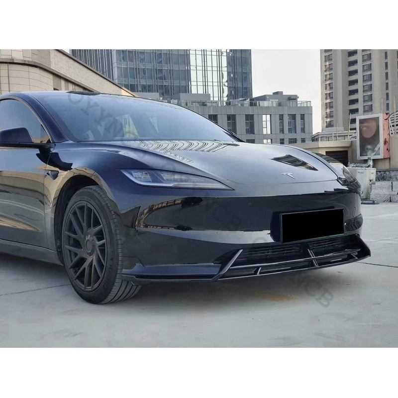 Передний бампер для губ Tesla 2024 Model 3 глянцевый черный карбоновый внешний вид
