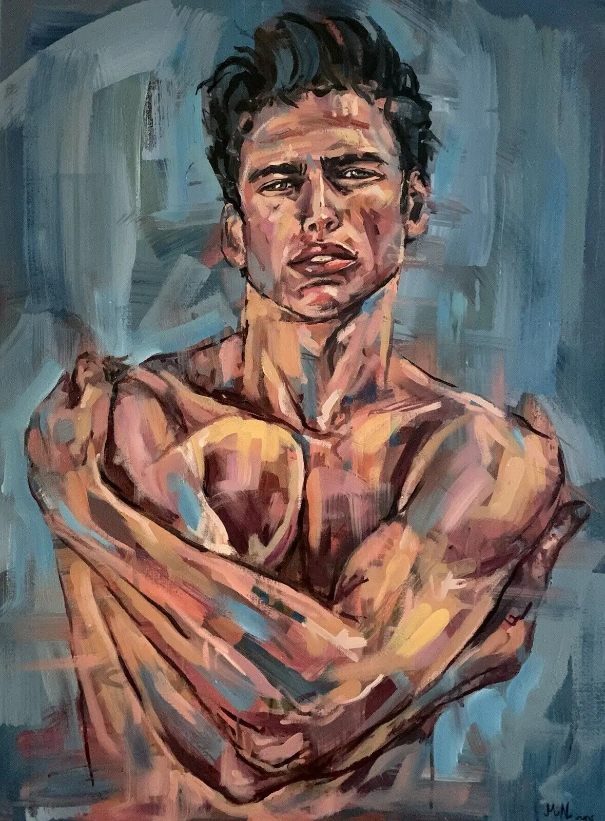 

100% handpainted Naked Man Male Nude Gay Painting Male Nude Figure Gay Homoerotic Art