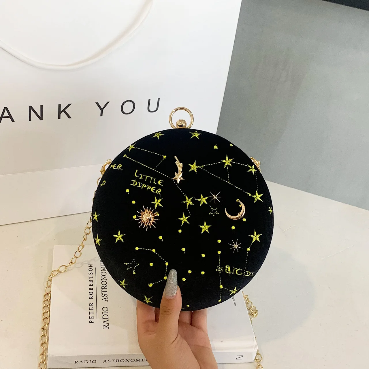 Summer Mini Bag For Women Starry Sky Pattern Fashion Round Female Bag Shoulder Round Chain Bag Portable Mini Crossbody Bags