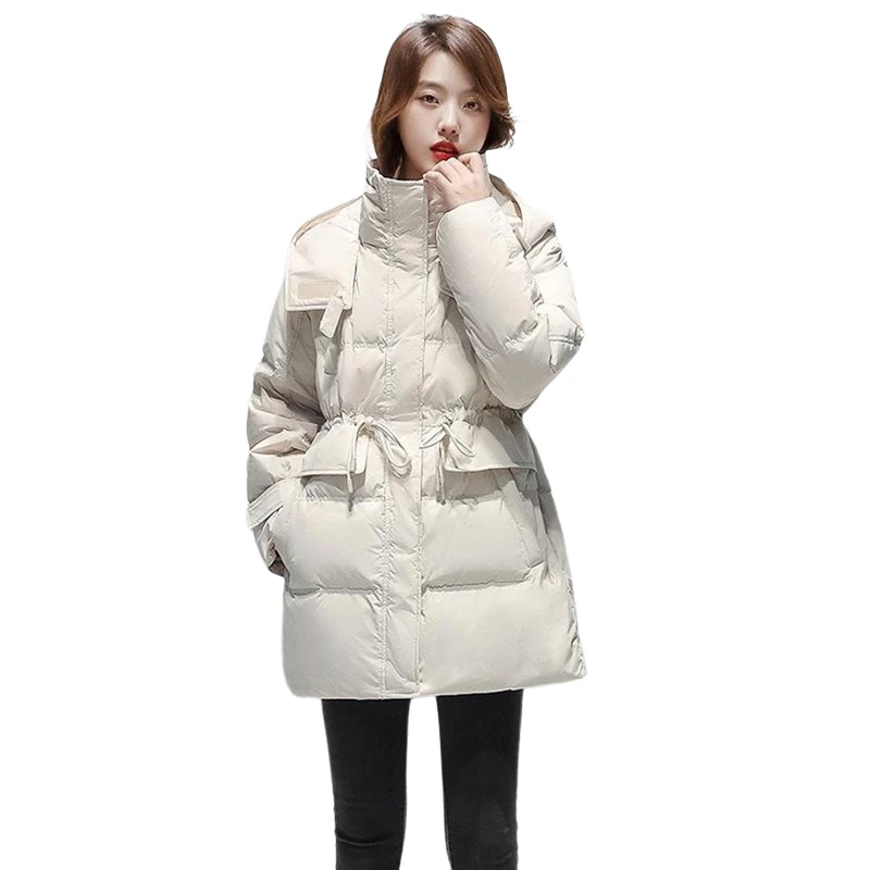 Women's Cotton Padded Parkas Clothes Fashion Loose Hooded Long Coat Winter Warm Long Sleeve Female Outerwear