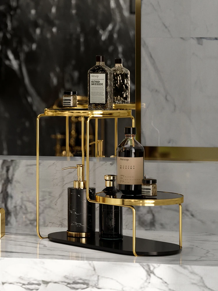 Настольный стеллаж для хранения многоуровневый мраморный поднос в ванной