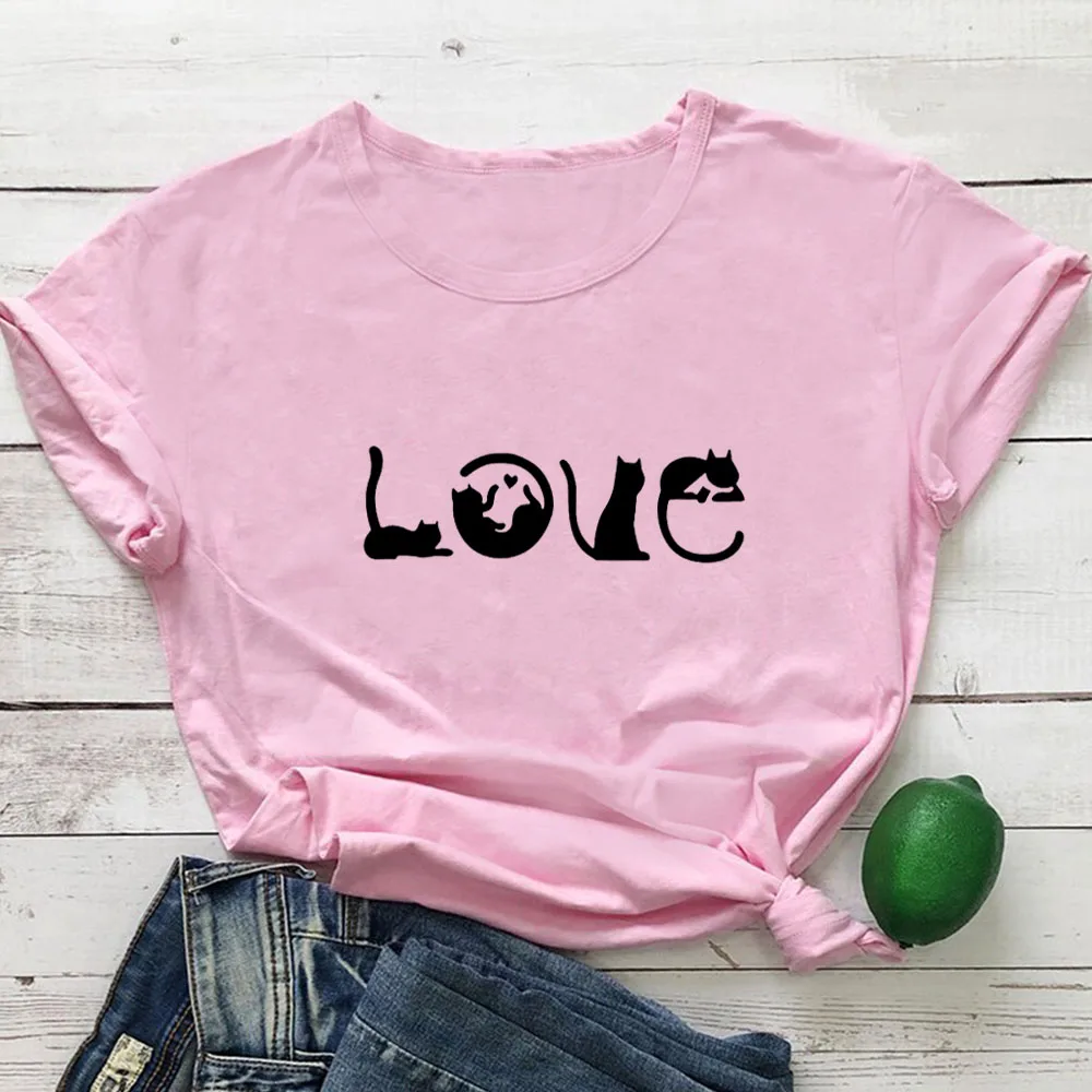 

Женская хлопковая футболка с коротким рукавом, круглым вырезом и надписью