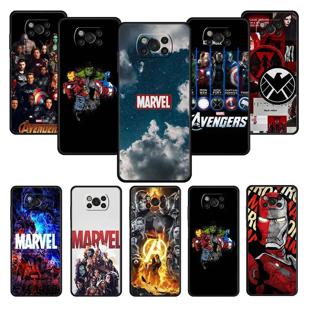 

Marvel Hero Logo Soft Phone Coque For Xiaomi POCO X4 MI 11 lite 10T M3 M4 Pro 5G F4 GT F3 X3 NFC 11T 9T