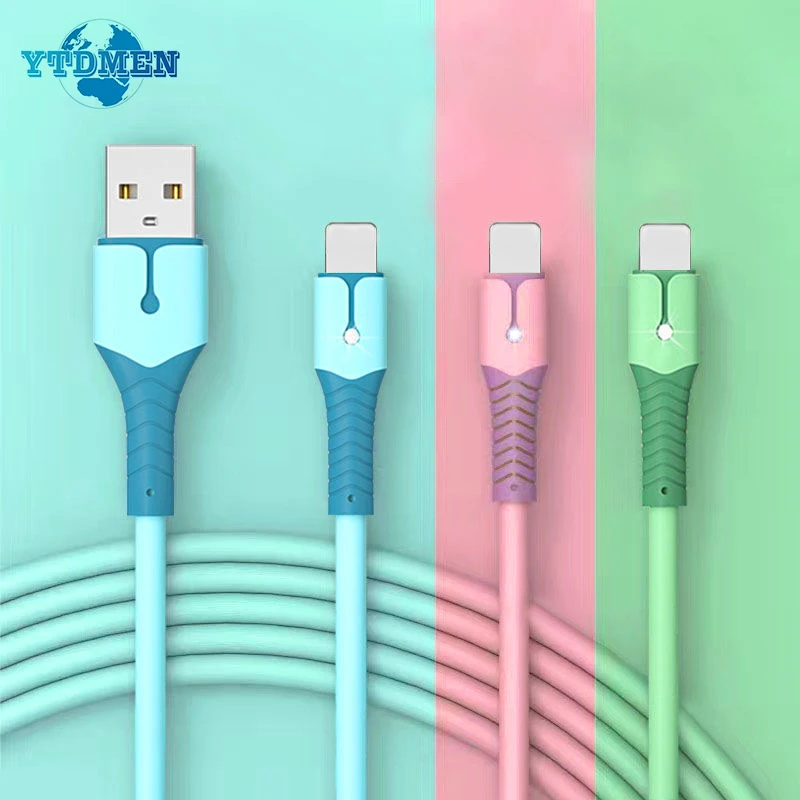 

Quick Charge USB Cable For iPhone 13 12 11 Pro Max XS X 6s 7 8 Mobile Phone Charger Cord Liquid Silicone Data Charging Wire 2M