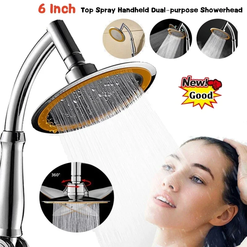 

Held Inch Pressure 6 Shower Bathroom Adjustable Shower Dual-purpose Sprinkler Sprayer Rainfall Hand 360° Top Spray Head Big High
