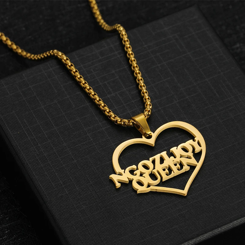 Персонализированное ожерелье с подвеской в форме сердца и двойными именами