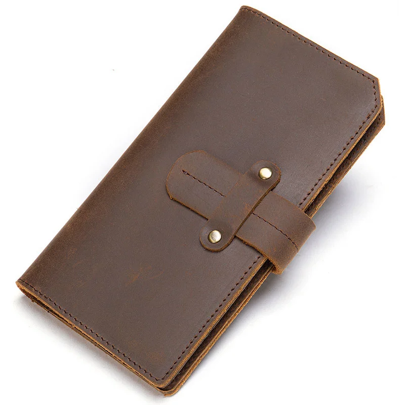 

Newsbirds Crazy Horse Leather Wallet For Men Women Long Purse Multifunction Long Wallets Clutches Male Female Chrias gift