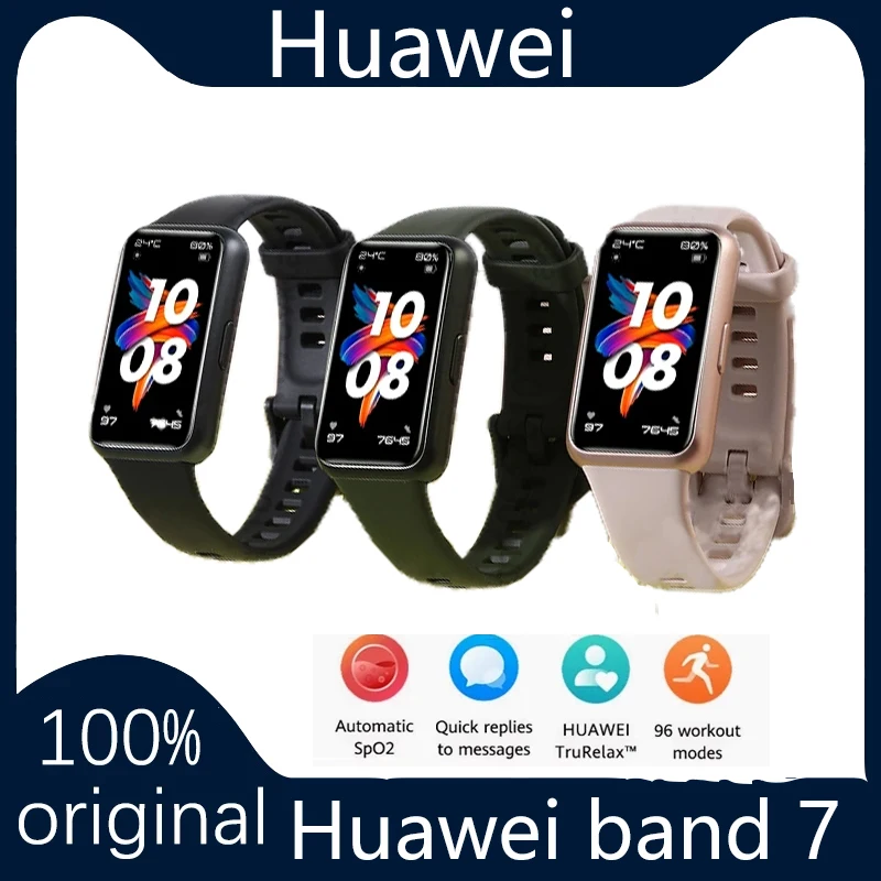 

Оригинальный Смарт-браслет Huawei Band 7, измерение уровня кислорода в крови, 1,47 дюйма, пульсометр, смарт-браслет, 2 недели автономной работы