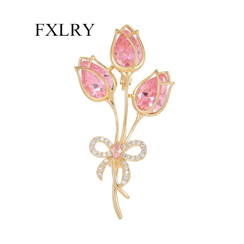 Новая Изысканная инкрустированная циркониевая брошь FXLRY в форме букета розы для женщин Свадебные украшения