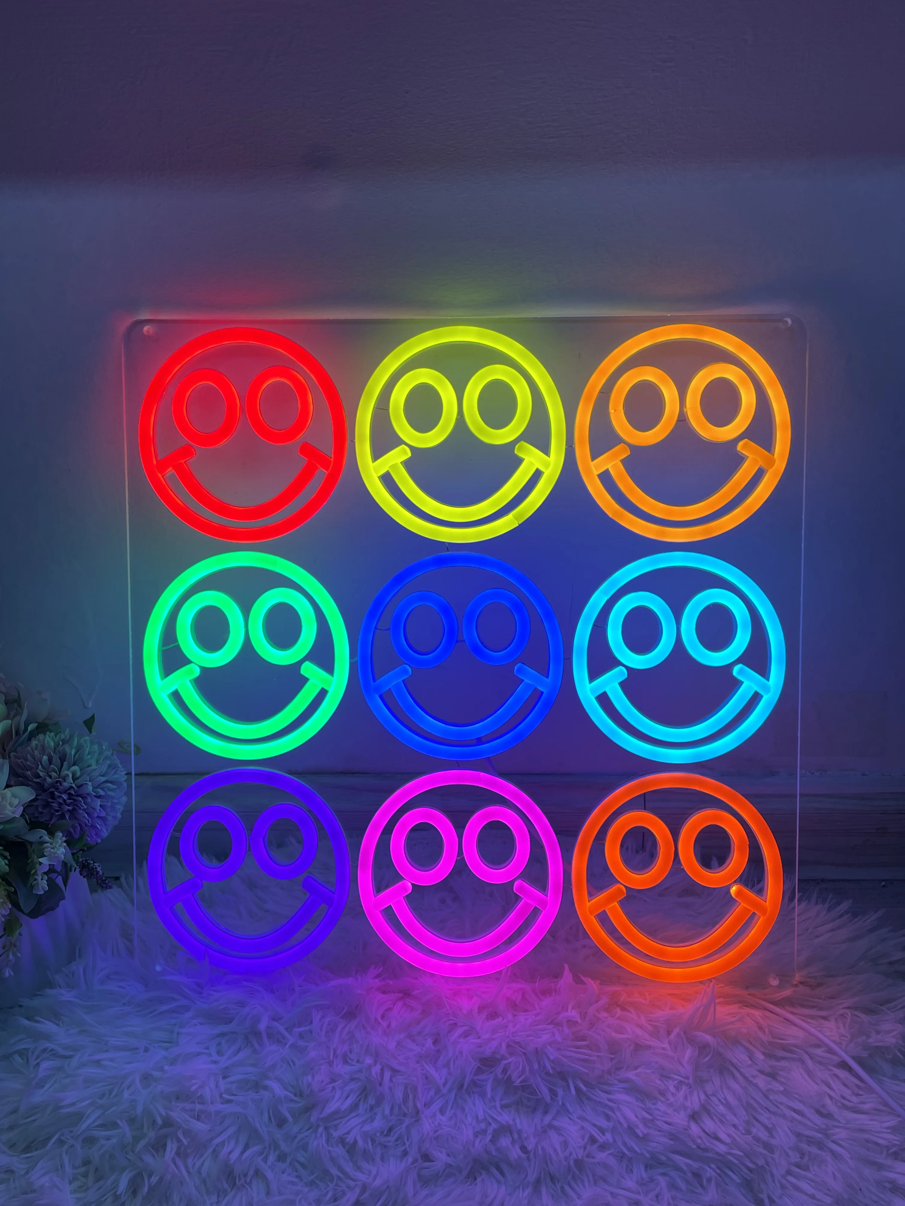 

Custom Smiley Face Neon Sign Smile Face Wall Light for Home Room Bar Club Shop Party Wedding Art Decor