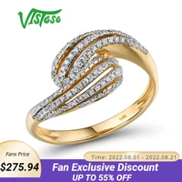 vistoso genuine 14k 585 yellow gold ring for lady sparkling diamonds twisting ring unique engagement anniversary fine jewelry