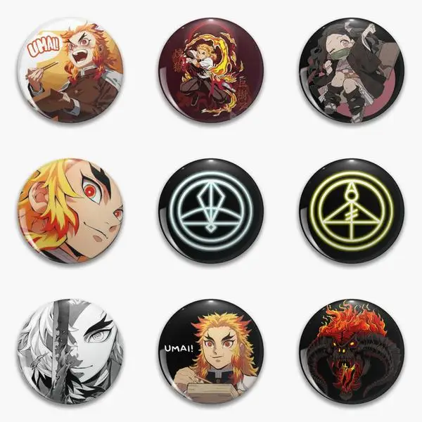 

Огненный демон, Rengoku kyoрыжай кинетсу No Yaiba, милые мягкие пуговицы Chibi Eat, настраиваемый Забавный воротник, милый креативный декор для влюбленн...