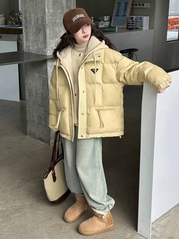 Женский пуховик для детей старшего возраста утепленная зимняя одежда новинка 2024