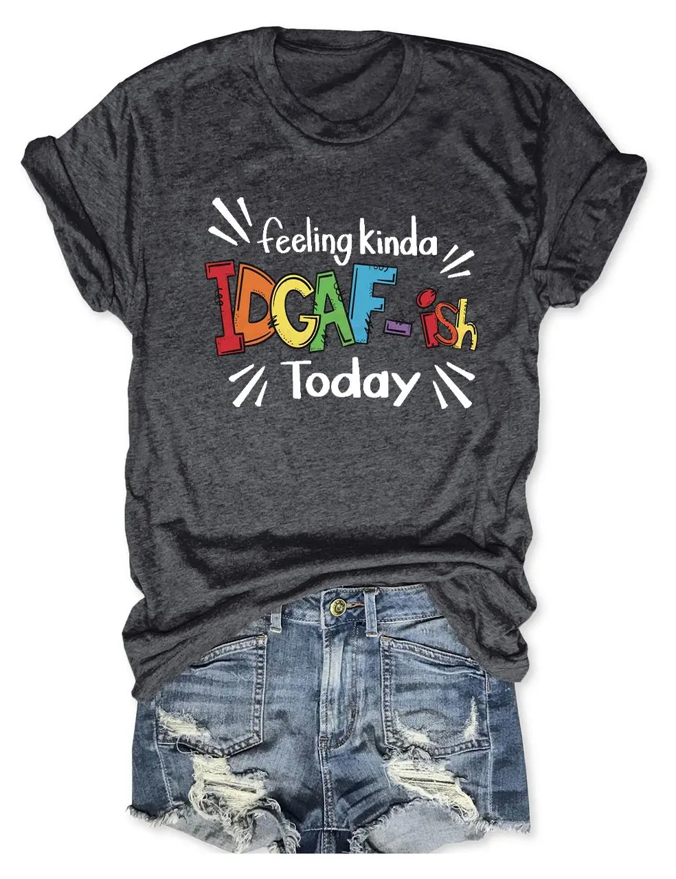 

Rheaclot Women's Feeling Kinda IDGAF-ish Today Christmas Cotton Crew-Neck T-shirt
