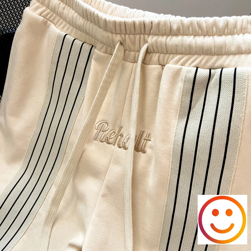 Шорты мужские/женские махровые контрастные с вышивкой и надписью