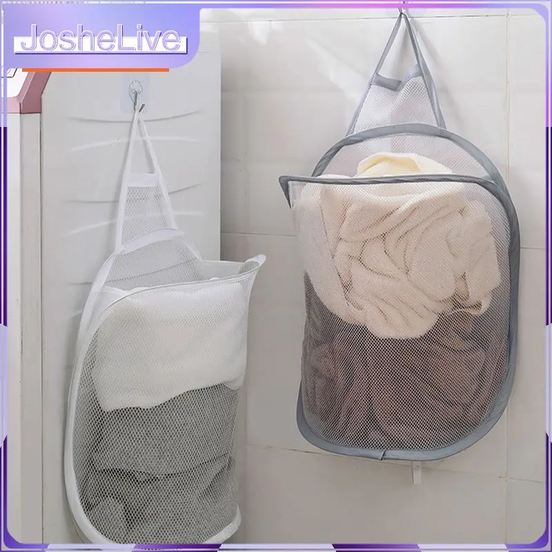 

1pc Foldable Laundry Basket Dirty Clothes Bag Toys Storage Basket Net Storage Bags Large Capacity Hamper Organizer Bath Supplies