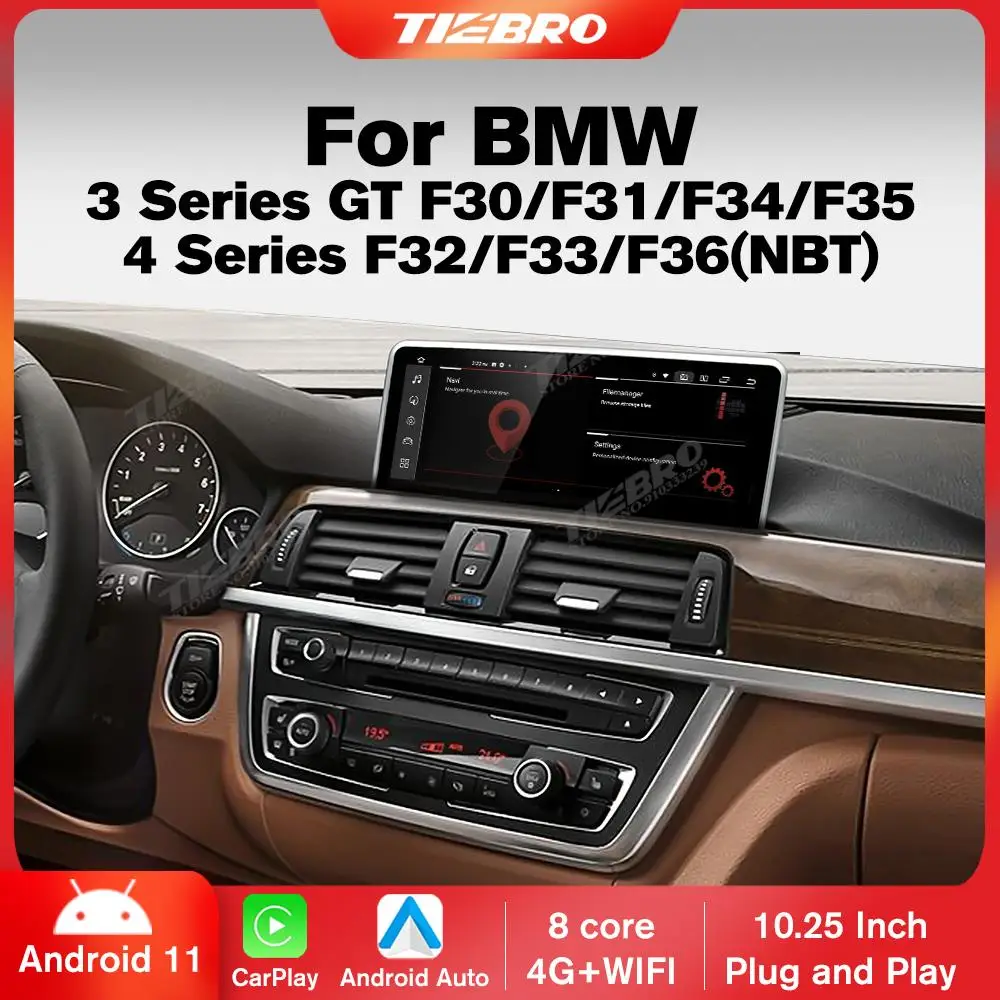 

TIEBRO Carplay 10,25 ''авто для BMW 3 серии 4 серии F30 F31 F32 F33 F34 F35 F36 NBT Автомагнитола стерео плеер 1920*720P Android