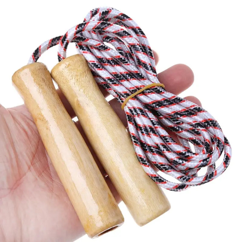 

Hot 2m Wooden Handle Jumping Rope Kid Fitness Equipment Practice Speed Skipping
