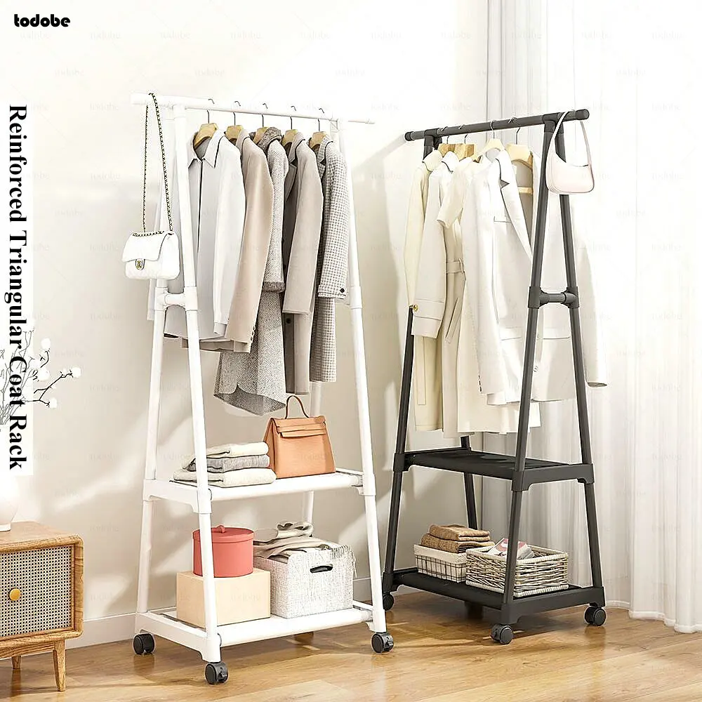 

Floor-standing Coat Rack Bedroom DIY Wardrobe Clothes Storage Rack Triangle Clothing Hanger Home Balcony Simple Drying Hanger