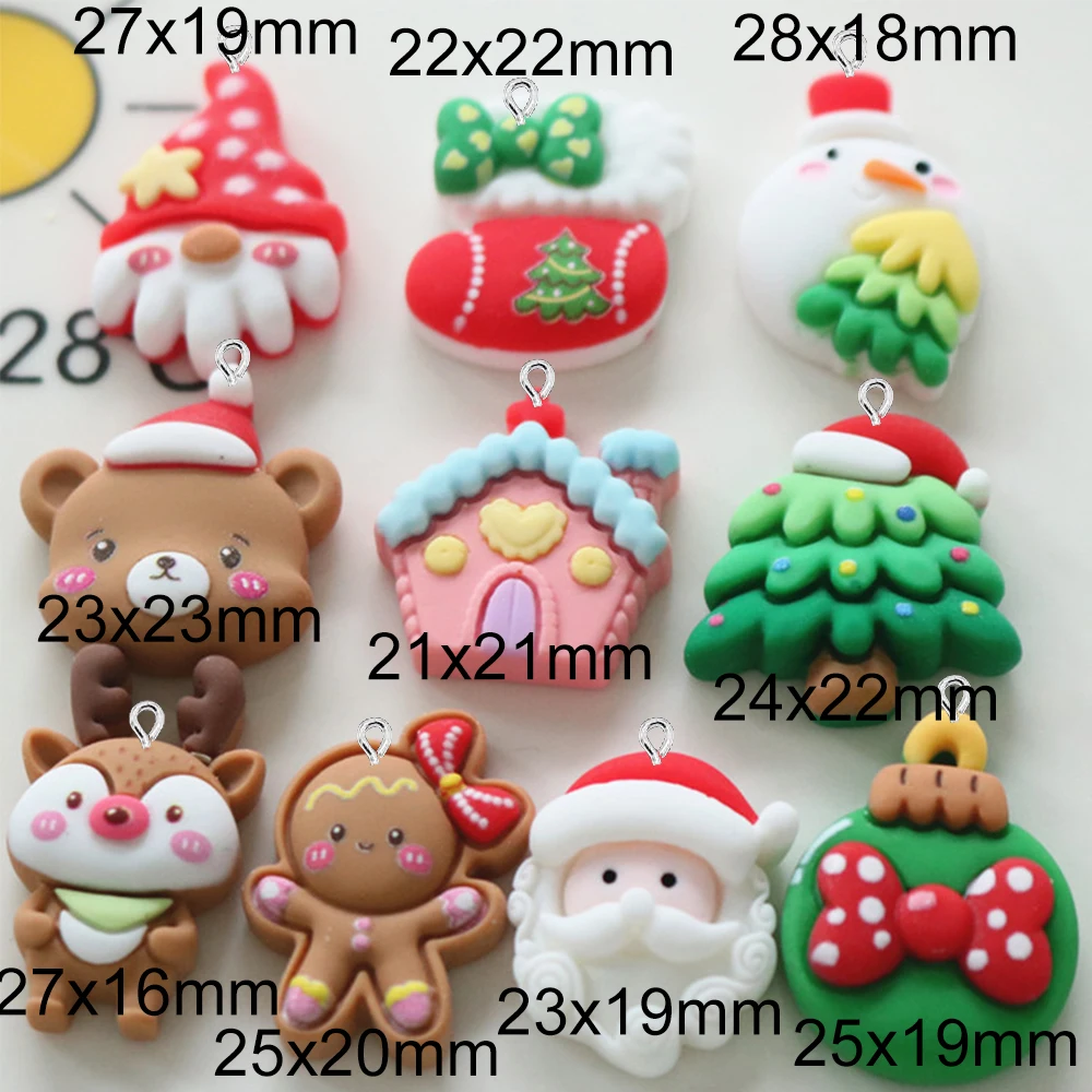 10 шт. Рождественская шляпа серия медведя подвески с плоским основанием для