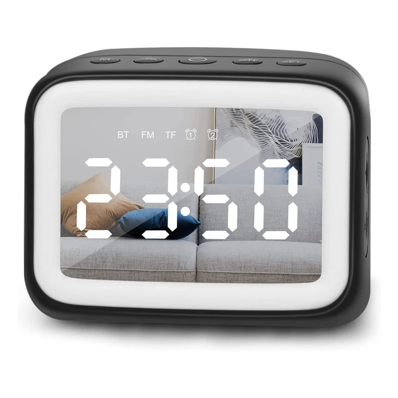Alarm Clock Radio For Bedroom With Bluetooth Speaker - USB Charging Powered Or Battery Operated Digital Clock