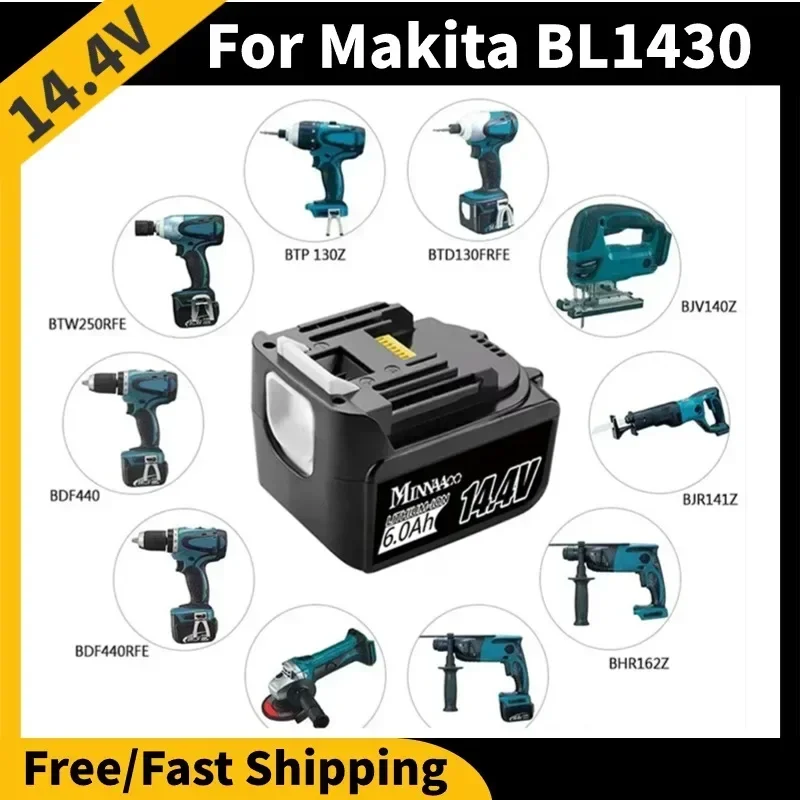 Новый сменный литий-ионный аккумулятор 14 4 В 6 0 Ач для Makita BL1430 LXT200 BL1415 194558 -0 194559 -8