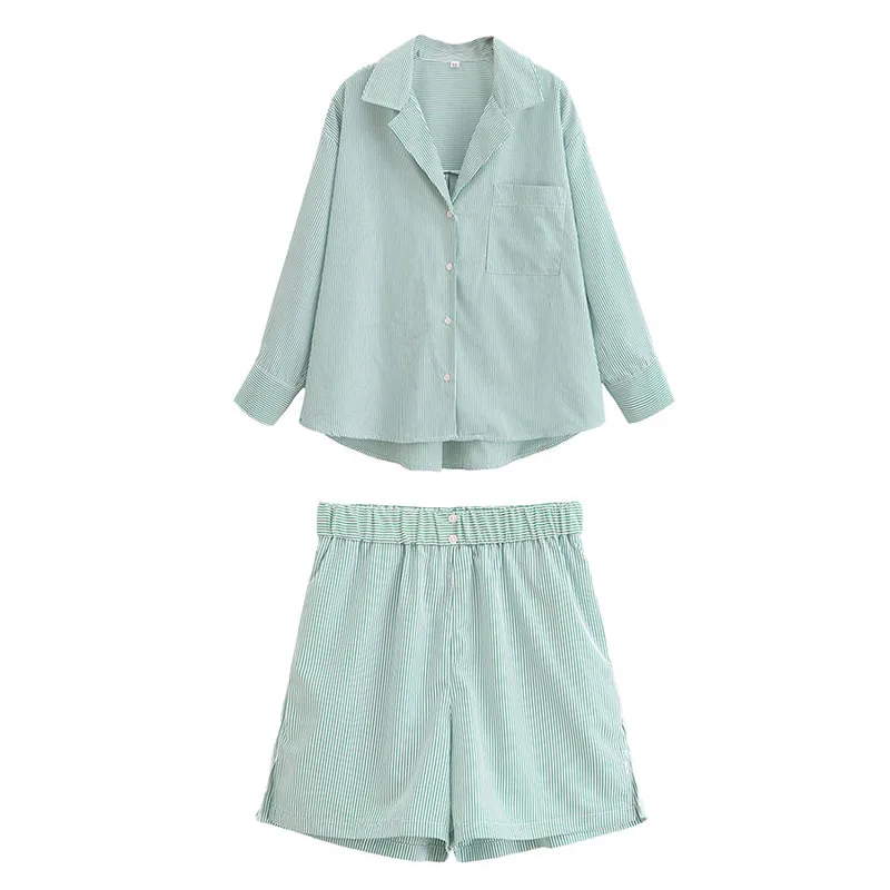 Женские костюмы HH TRAF с отложным воротником однобортная рубашка длинными