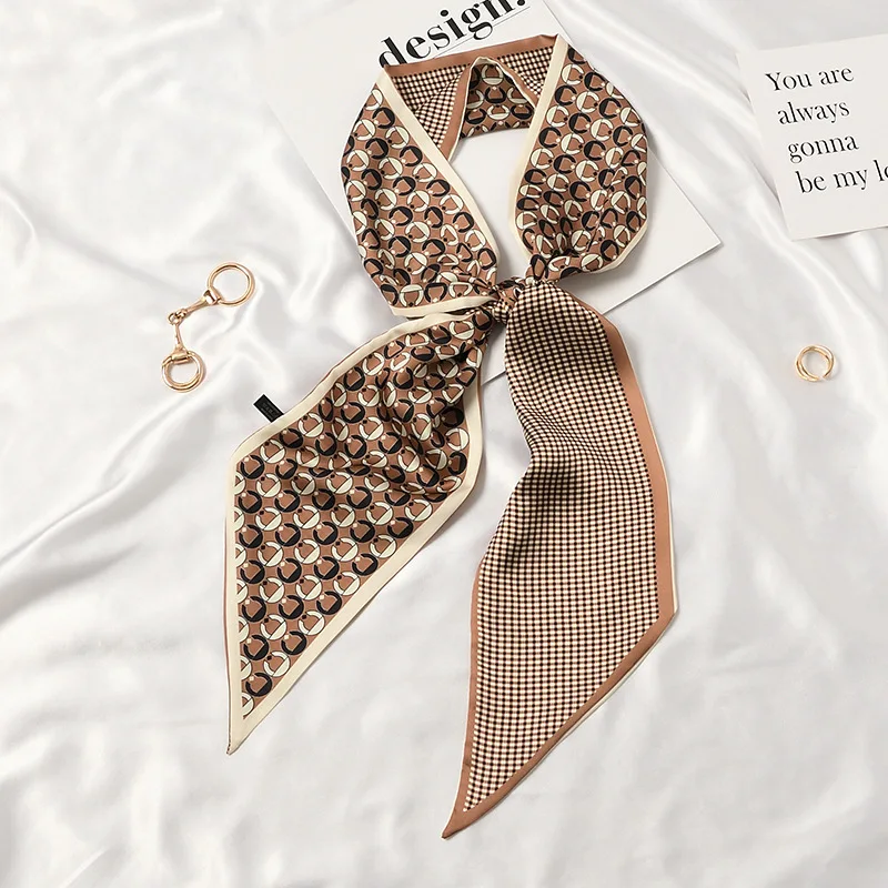 

Женский длинный широкий шарф-чокер, летняя стильная шелковая шаль, украшенная элегантная бандана для офиса