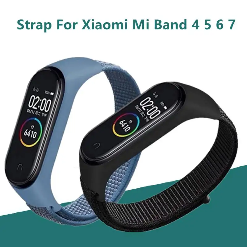 

Ремешок нейлоновый для Xiaomi Mi Band 4 5 6 7, спортивный Воздухопроницаемый браслет для наручных часов Mi Band, сменный Браслет