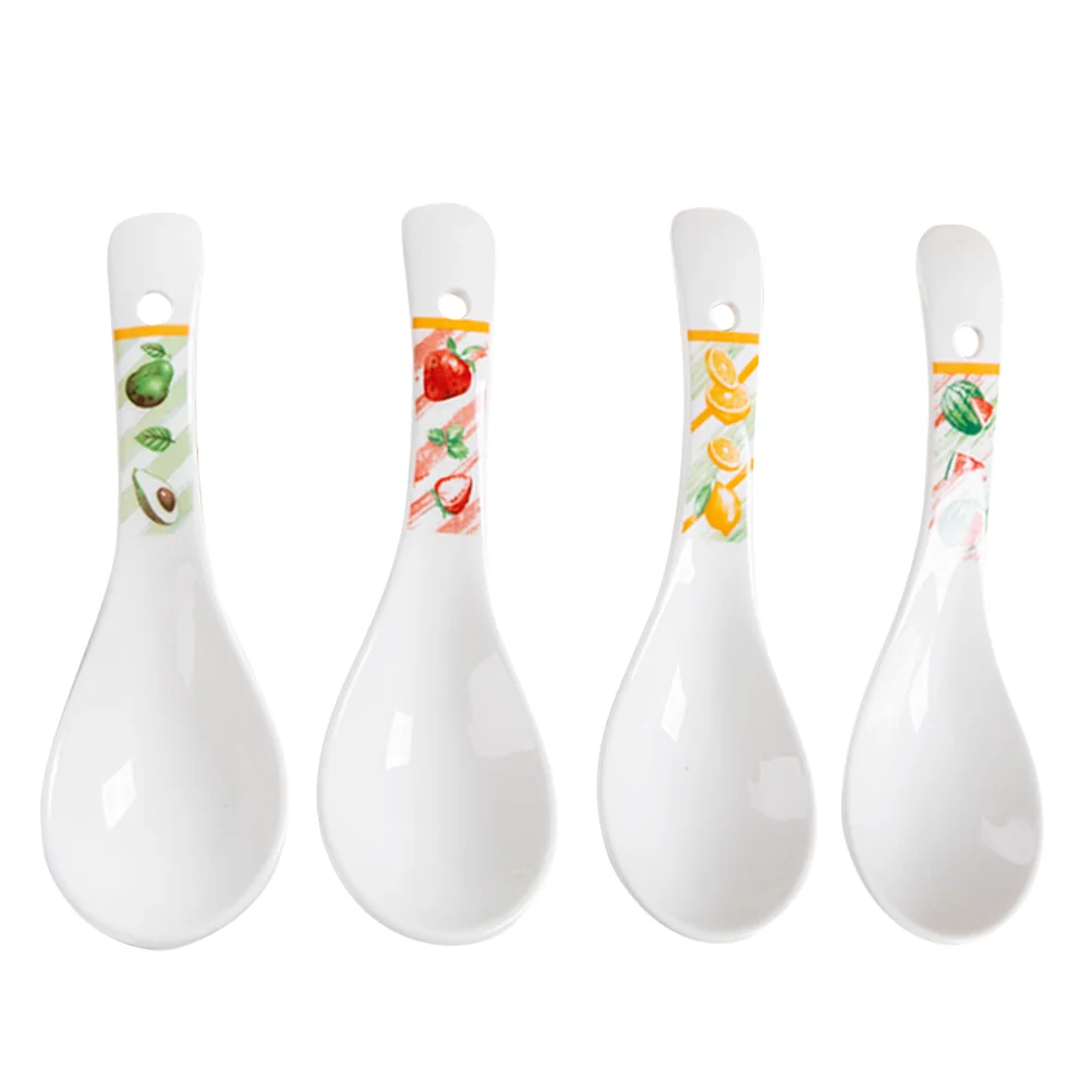 

4 Pcs Spoons Oriental Spoon Cream Spoons Chinese Soup Spoon Porridge Spoon Asian Soup Spoons Ceramic Serving Ladle