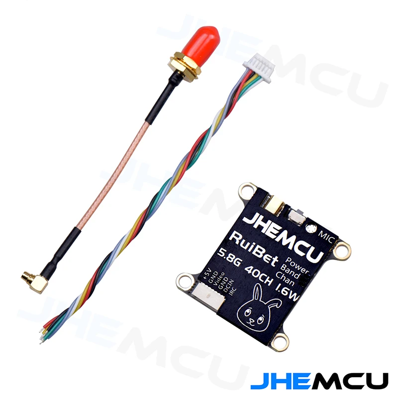 

JHEMCU RuiBet Tran-3016W 5.8G 40CH 1.6W PitMode Adjustable VTX Built-in Microphone 2-6S 30X30mm for RC Airplane FPV Long Range