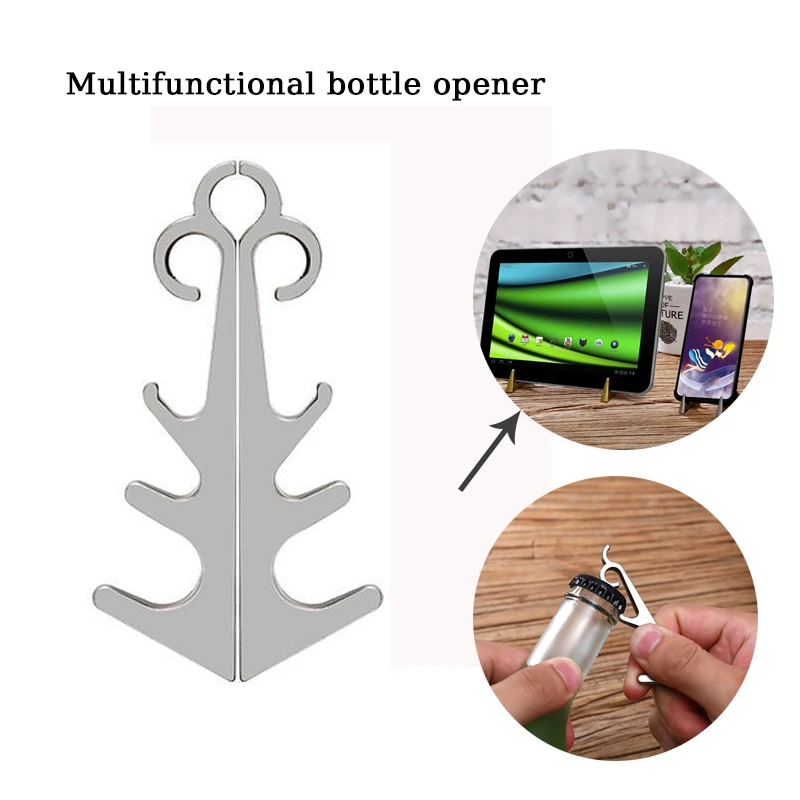 

Fashion Multifunctional Bottle Opener Keychain Mobile Phone Holder Creative Portable Magnetic Hook Key Pendant Lazy Utility Tool