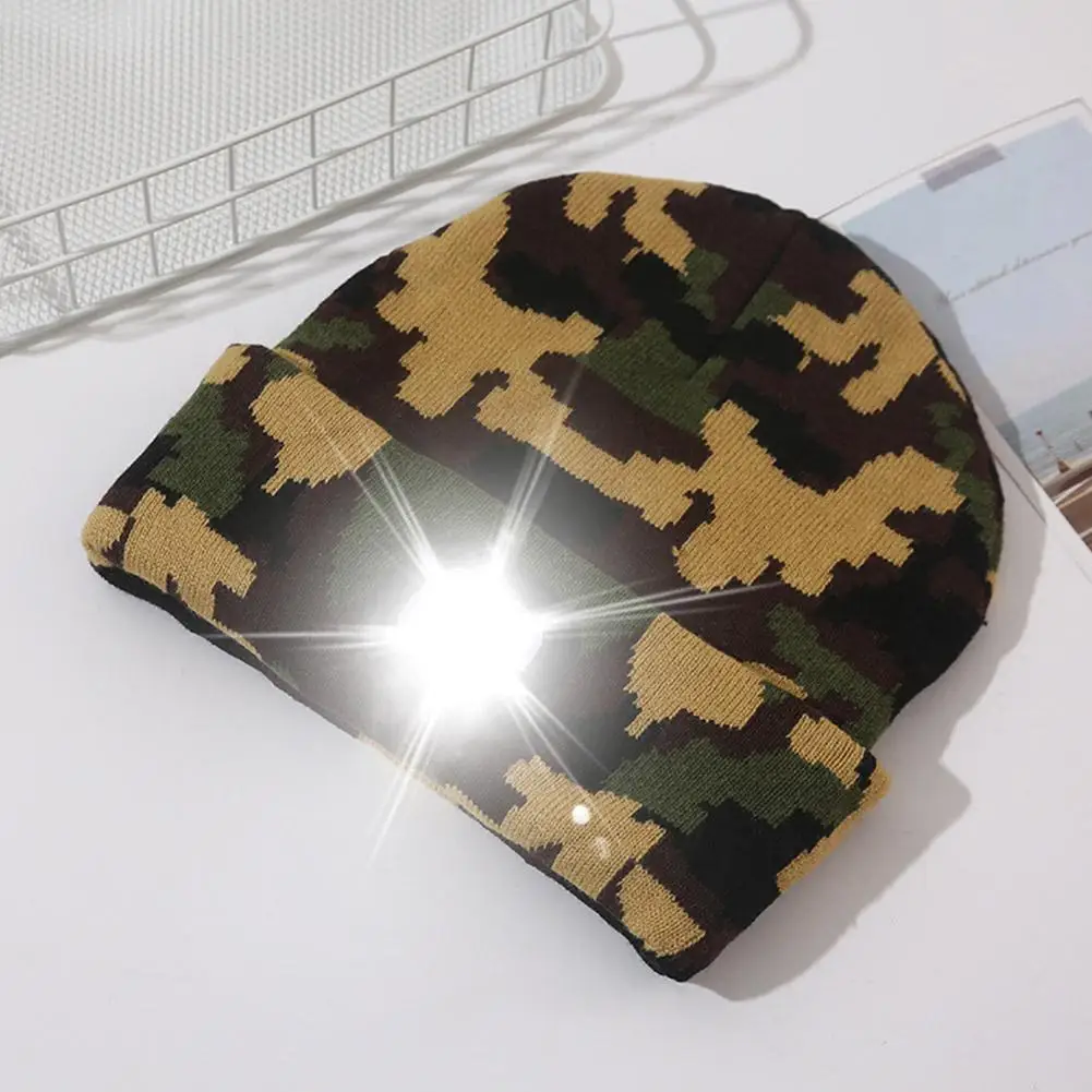 Трикотажная шапка со светодиодной подсветкой осенне-зимняя теплая эластичная