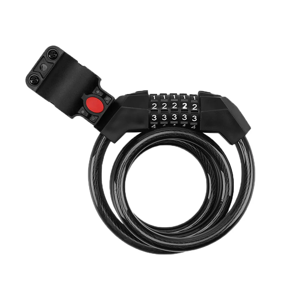 

Велосипедный замок, оборудование для верховой езды, пятизначный код, прозрачный толстый стальной кабель, водонепроницаемый Противоугонный кодовый замок для горного велосипеда.