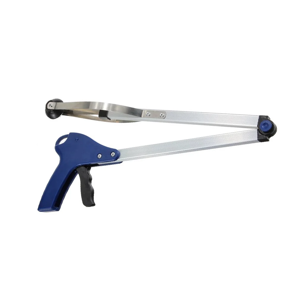 

83cm Foldable Garbage Grabber Trash Picker Pick Gripper Reacher Tool (Blue)