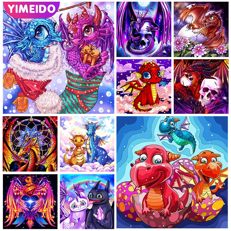 

YIMEIDO 5D DIY AB Diamond Painting Animals colorful zipper bag Full Drill Diamond Embroidery Mosaic dragon Rhinestone Picture