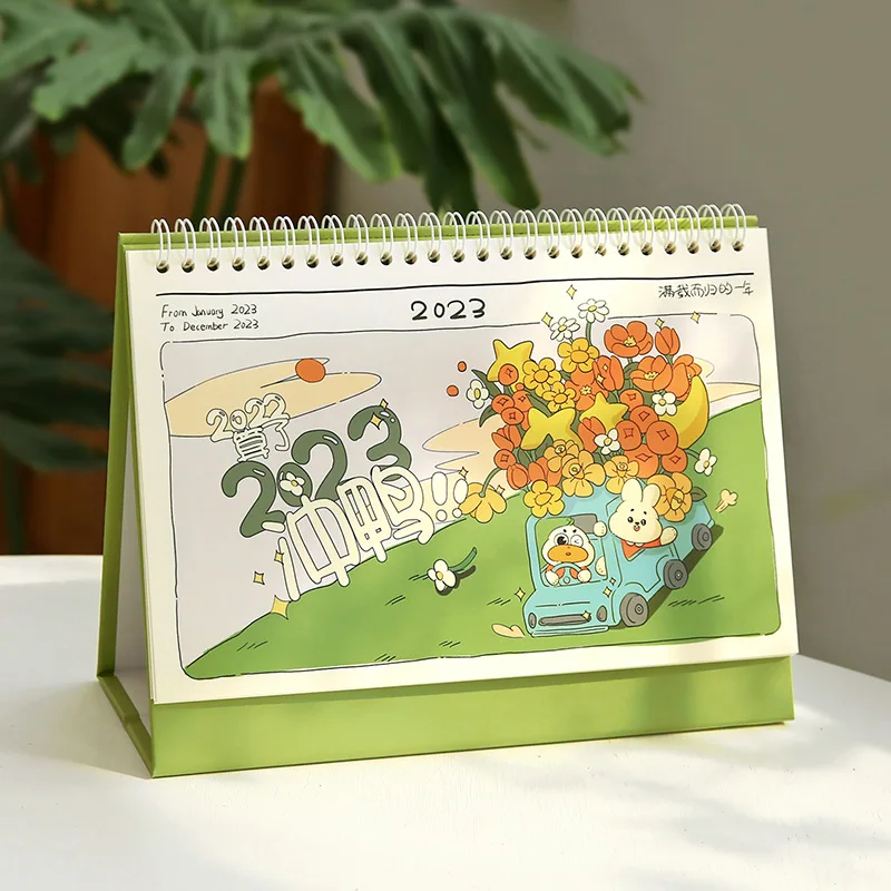 

2023 cute desk calendar calendar rabbit year illustration desktop ornament creative punch coil plan book cute desk accessories