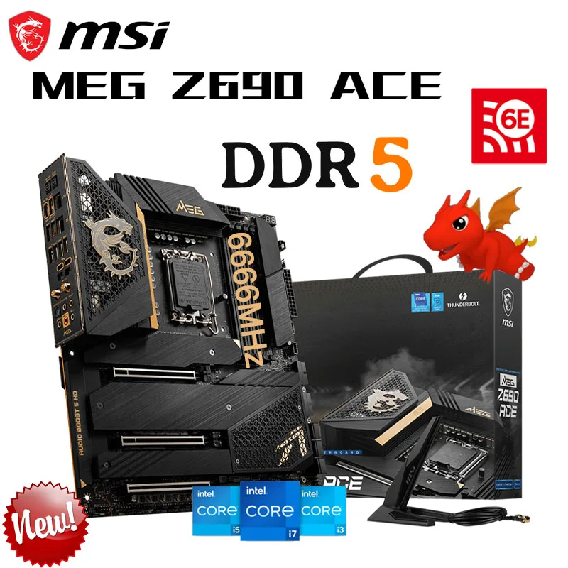 

Материнская плата MSI Мег Z690 ACE DDR5 Intel Core 12th Gen LGA 1700 CPU D5 128 ГБ 6666 МГц RMA M.2 PCI-E 5,0
