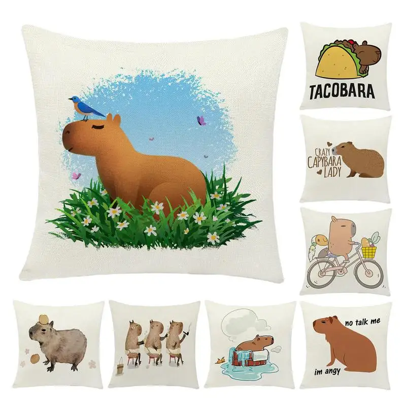 

Summer Pillow Cover Bloom Decorative Linen Spring Summer Throw Pillow Green Print Covers Soft Plush Cushion Cover For Sofa Home