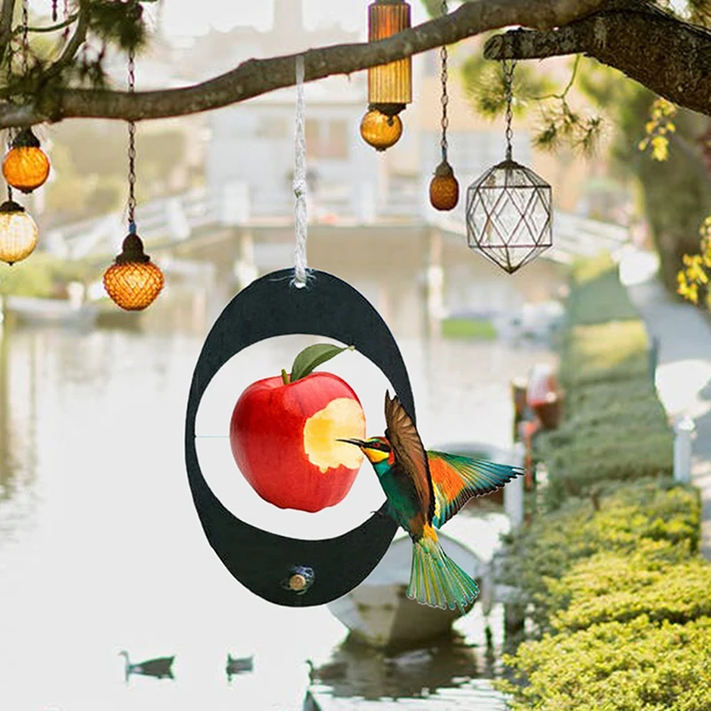 

Fruit Feeder Outdoor Art Black Hanging Bird Feeder Plastic Garden Oval Wild Bird Feeder for Bird Watching High Quality