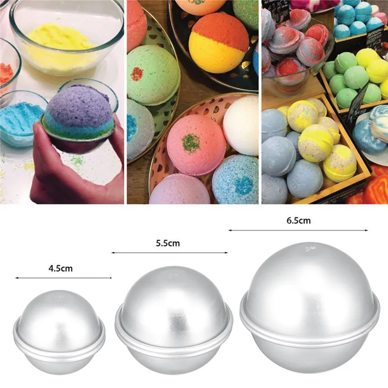6pcs/set New Bath Bomb Molds Aluminum Alloy Ball Sphere Bath Bomb Mold Cake Baking Pastry Mould